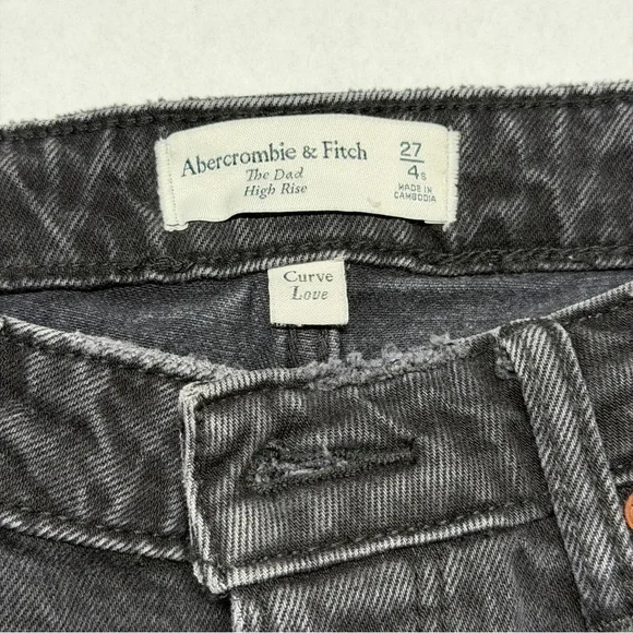 Abercrombie & Fitch Dad High Rise Curve Love Jeans Women’s 27/4S Black Straight - Picture 4 of 11